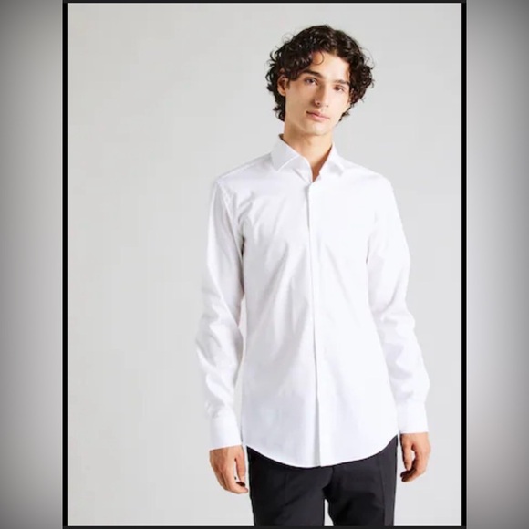 boss french cuff dress shirt BOSS White Supima Cotton Slim Fit Easy Iron French Cuff Dress Shirt
